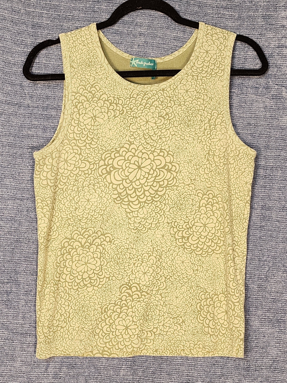 fresh produce Light Green Floral Tank Top Size Large